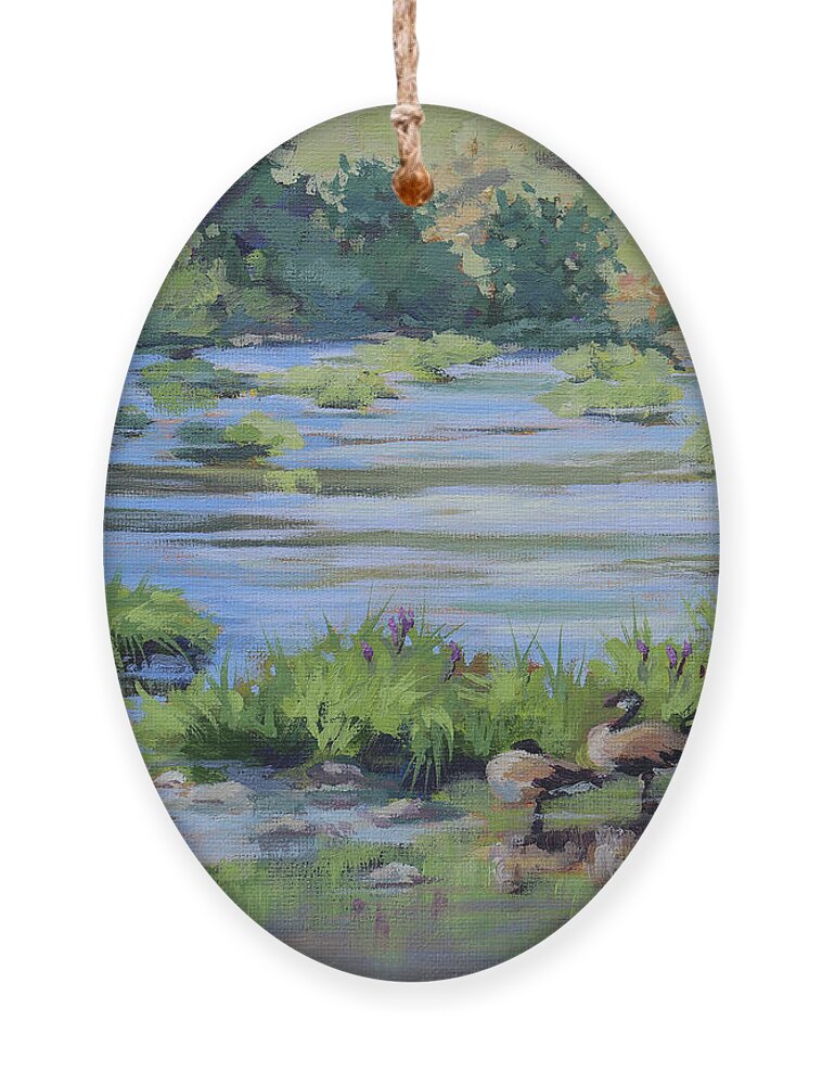 River Ornament featuring the painting Resting by Karen Ilari