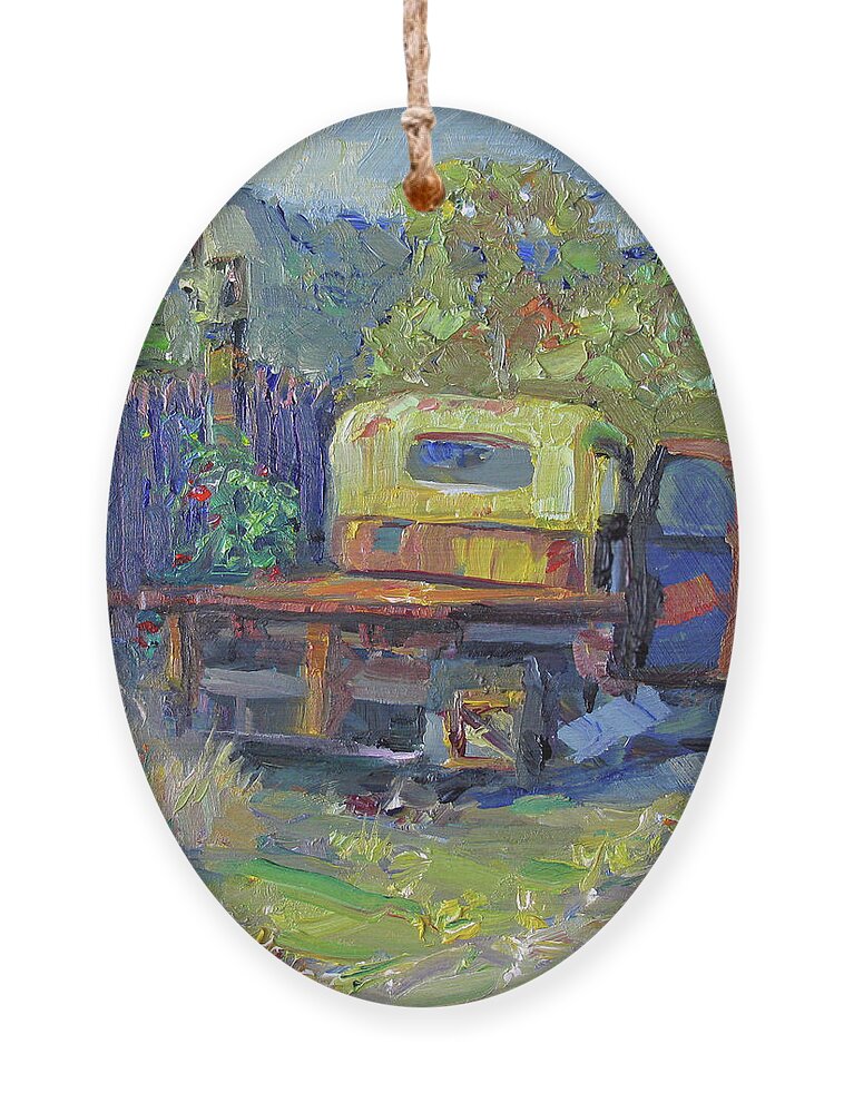 Antique Truck Ornament featuring the painting Retired by John McCormick