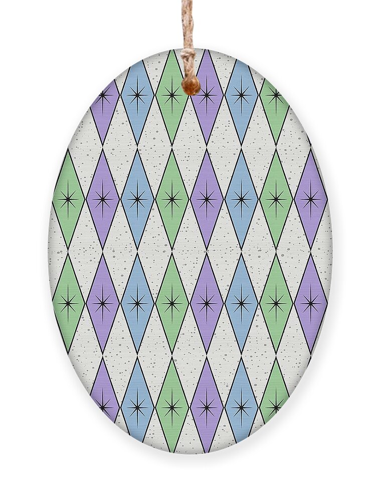 Mid Century Fabric Ornament featuring the digital art Retro Diamond Star Fabric 3 by Donna Mibus