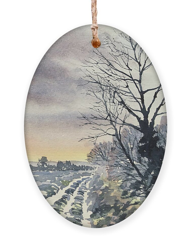 Watercolour Ornament featuring the painting Return to Rudston from Zig Zag Wood by Glenn Marshall