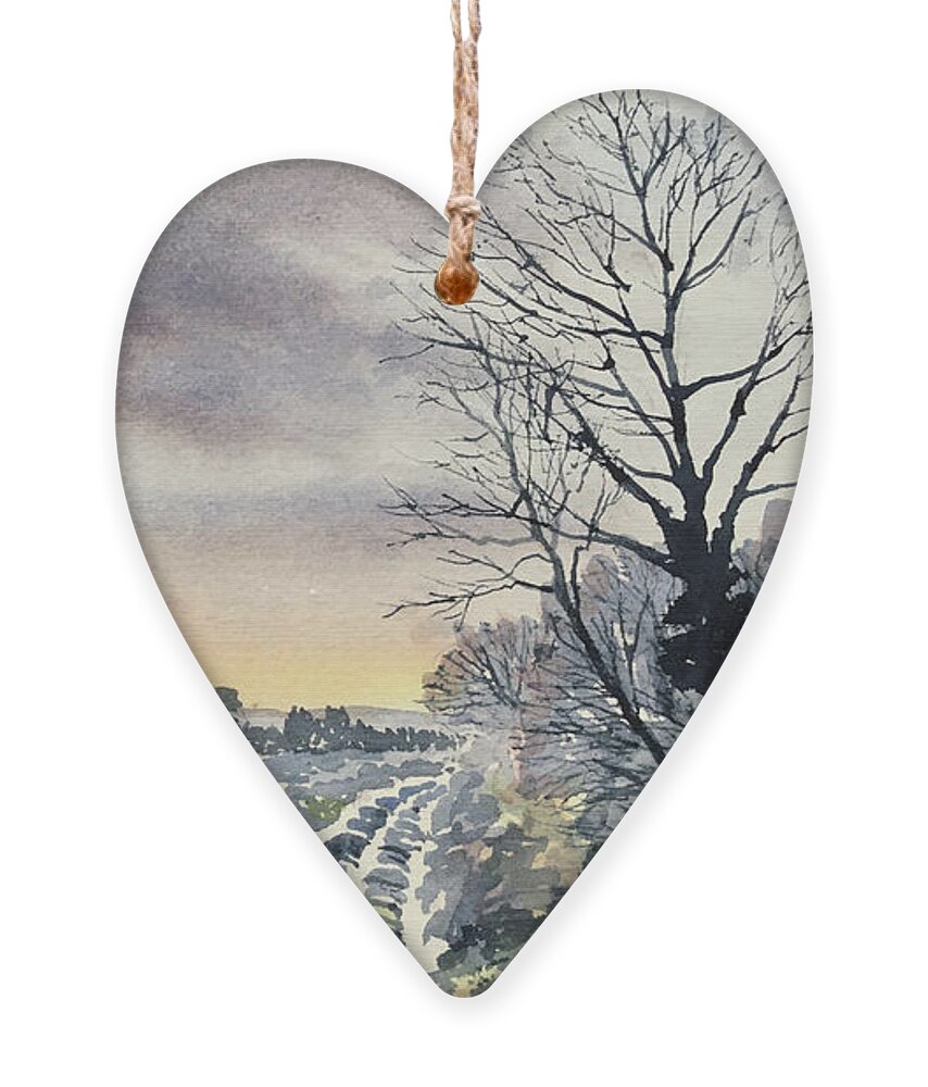Watercolour Ornament featuring the painting Return to Rudston from Zig Zag Wood by Glenn Marshall