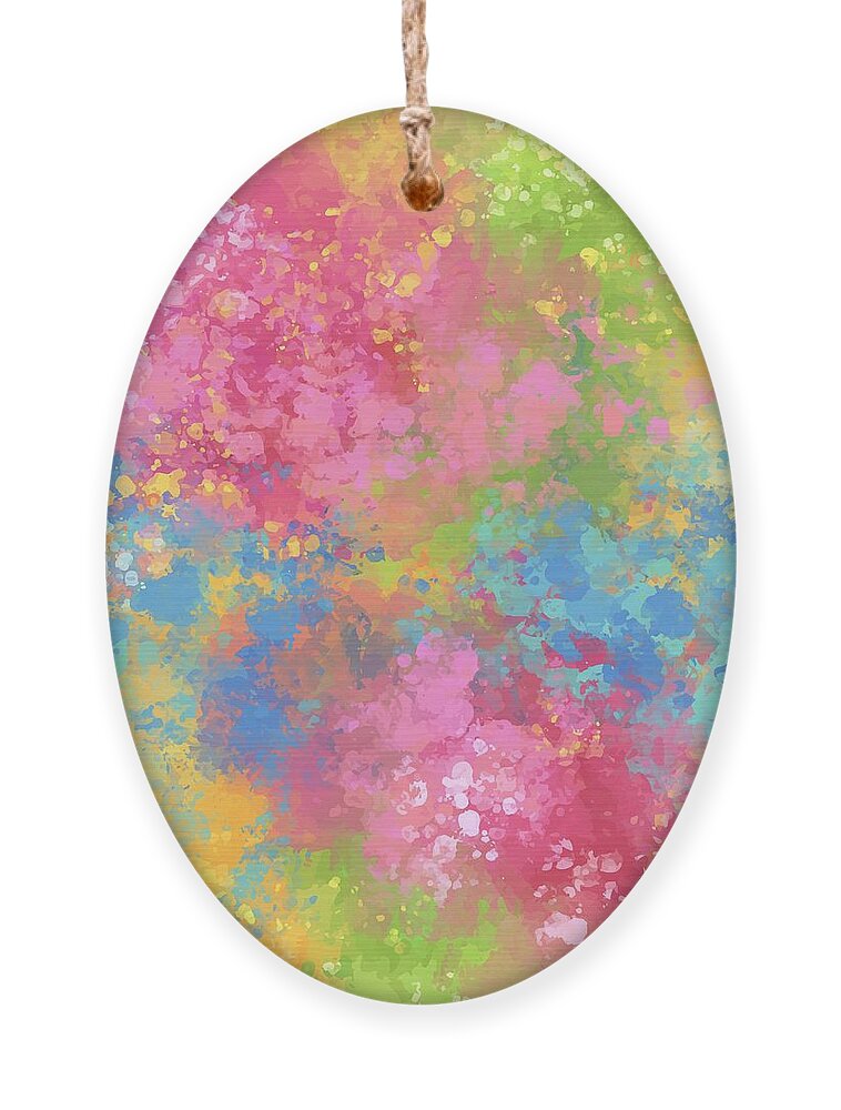 Colorful Ornament featuring the digital art Revana - Artistic Colorful Abstract Carnival Splatter Watercolor Digital Art by Sambel Pedes