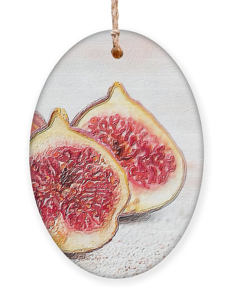 Fig Ornament featuring the painting Ripe Fig Still Life figs fig lover and fig tree grower 2 by Tony Rubino