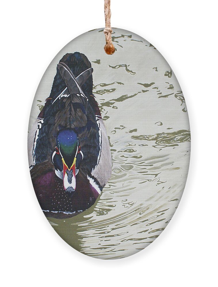 Woodduck Ornament featuring the painting Ripples by Heather E Harman
