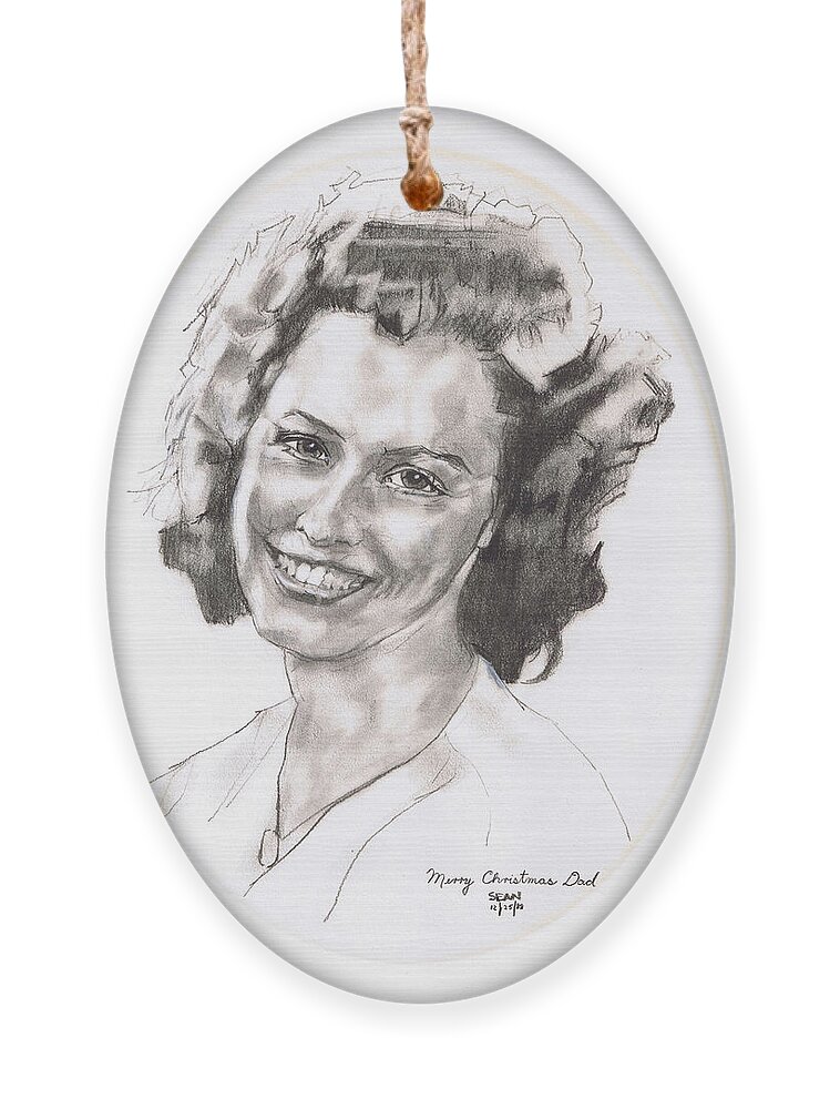 Charcoal Pencil Ornament featuring the drawing Rita by Sean Connolly