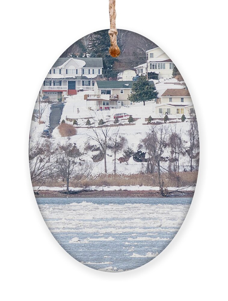 Hudson River Ornament featuring the photograph River Ice by Kevin Suttlehan