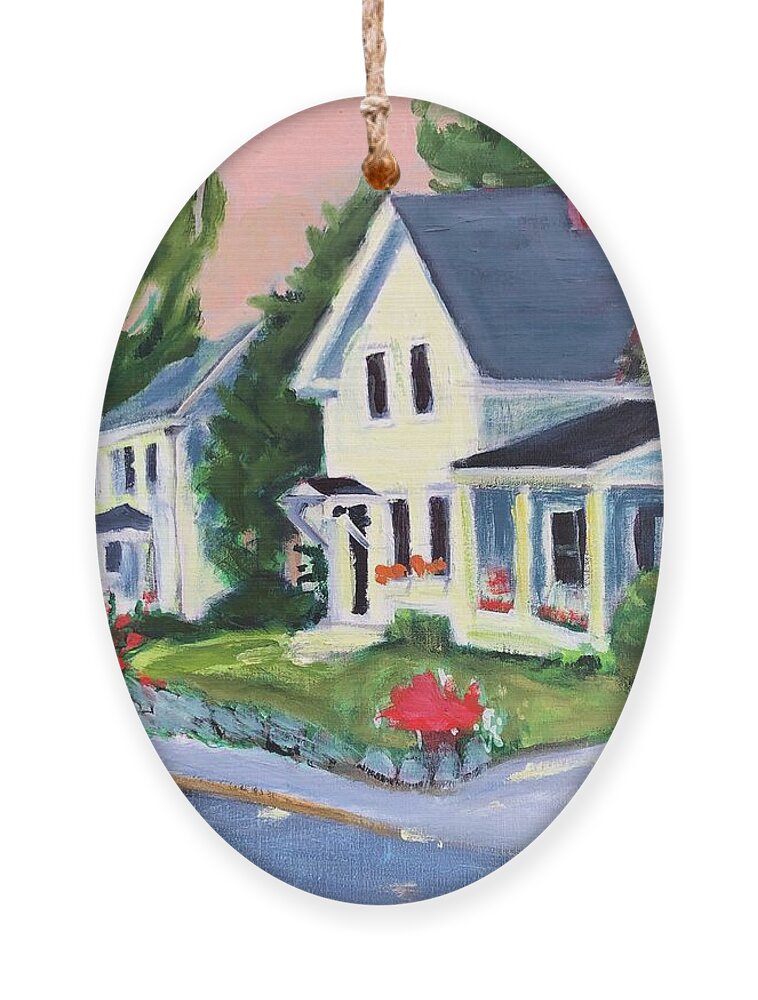 New Boston Ornament featuring the painting River Road by Cyndie Katz