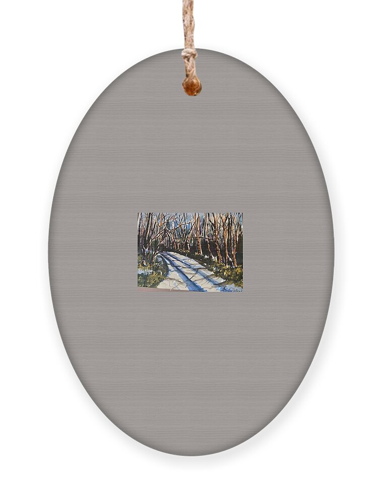  Ornament featuring the painting Roadless Traveled by Angie ONeal