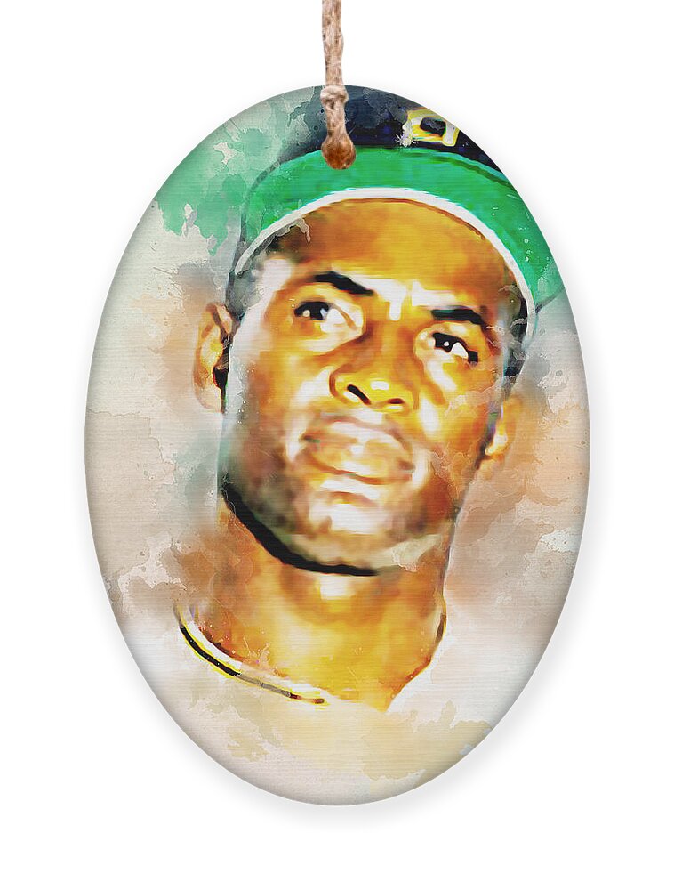 Beisbol Ornament featuring the digital art Roberto Clemente by Charlie Roman
