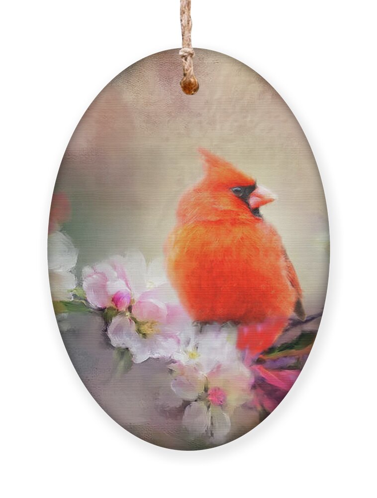 Cardinal Ornament featuring the mixed media Cardinal by Ed Taylor