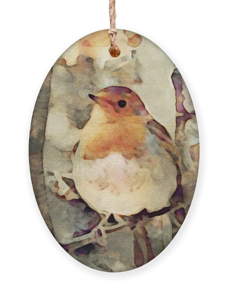 Robin In A Tree Ornament featuring the digital art Robin Song of Spring by Susan Maxwell Schmidt