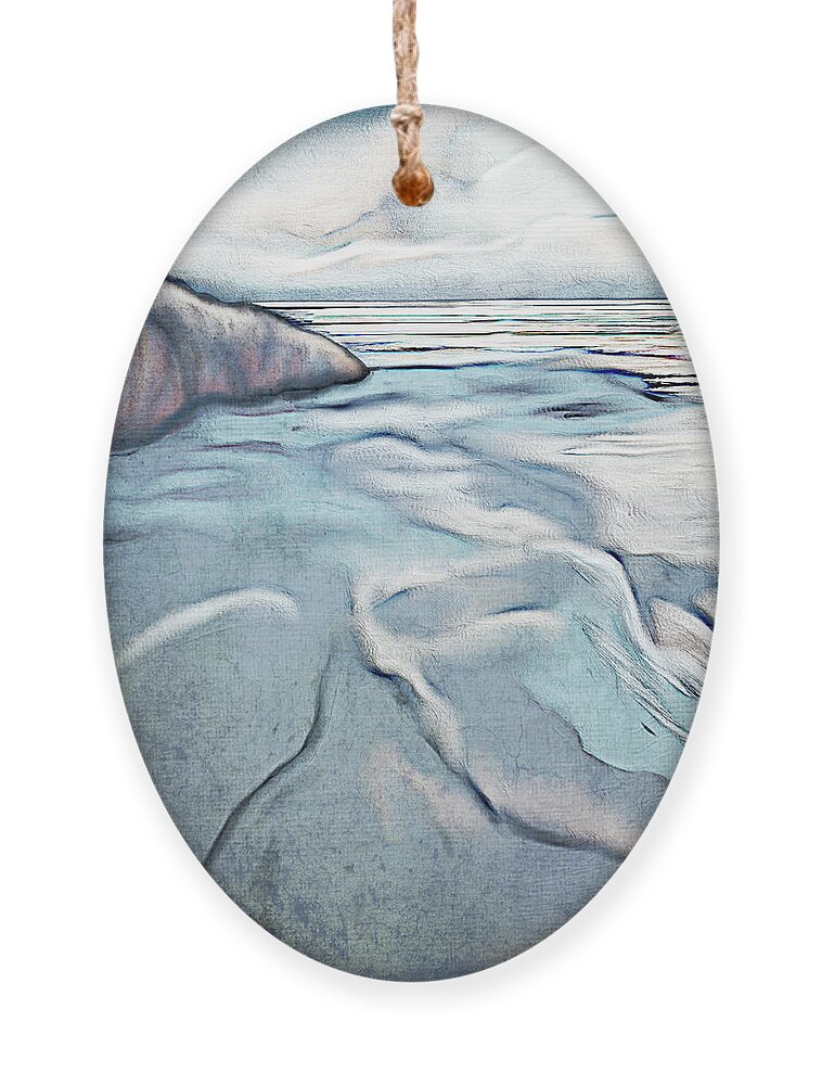Seashore Ornament featuring the painting Rocky Shoreline by Sannel Larson