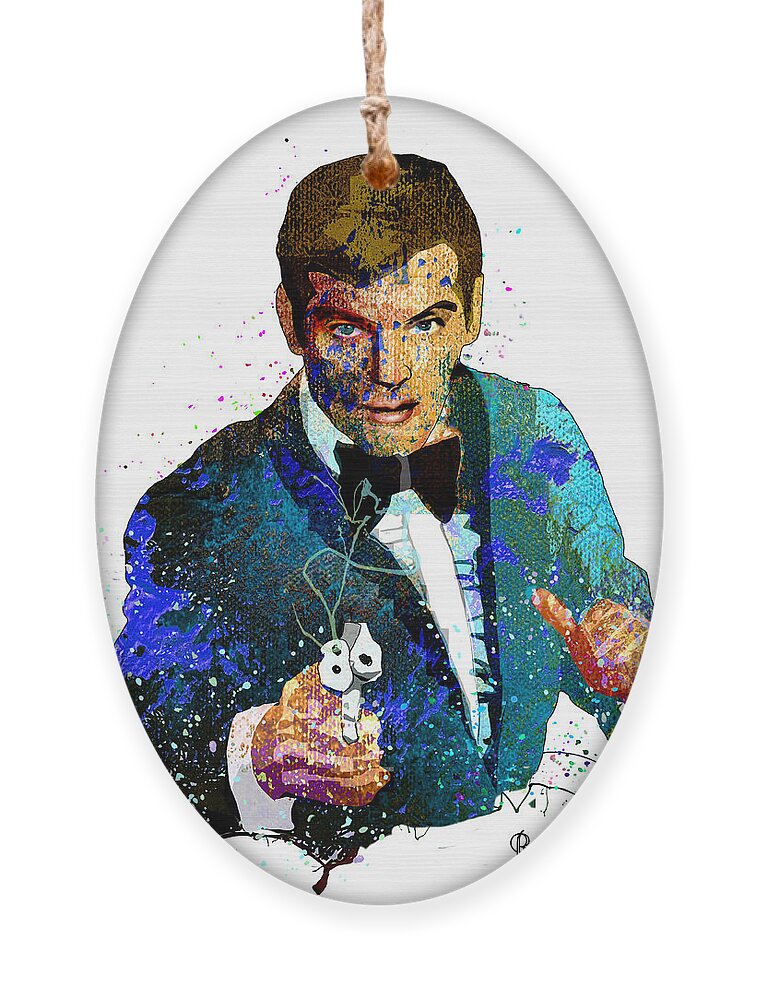 Acrylics Ornament featuring the painting Roger Moore by Miki De Goodaboom
