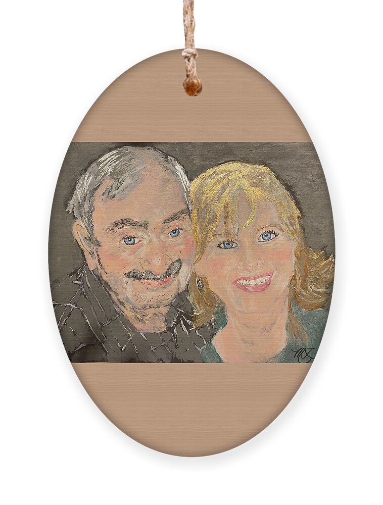 Father And Daughter Ornament featuring the painting Father and Daughter by Melody Fowler