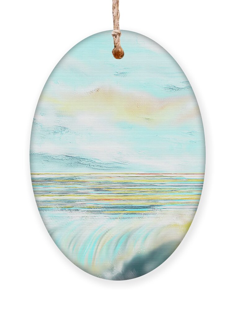 Turquoise Paintings Ornament featuring the painting Rolling Waves by Sannel Larson