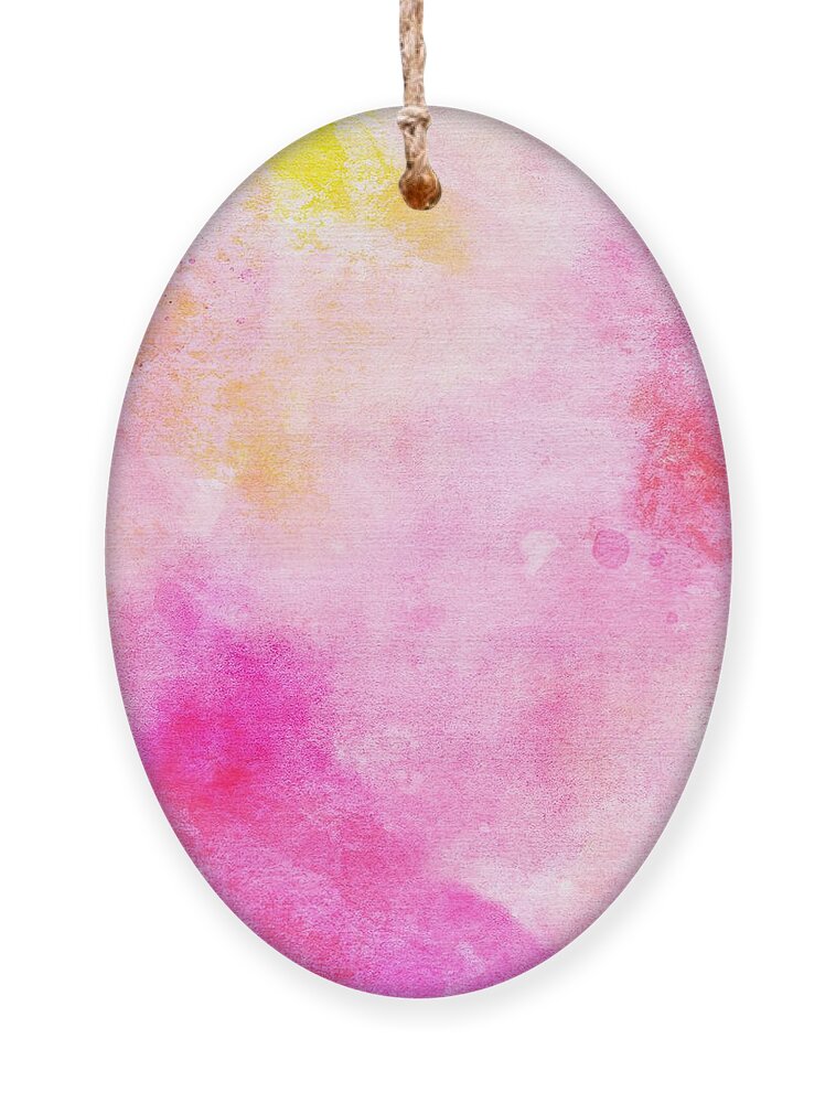 Watercolor Ornament featuring the digital art Rooti - Artistic Colorful Abstract Yellow Pink Watercolor Painting Digital Art by Sambel Pedes
