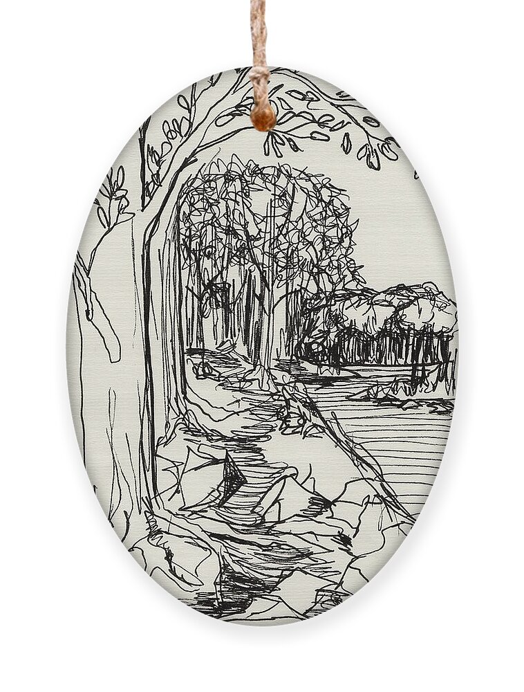 Ink Ornament featuring the drawing Roots and Rocks by Tammy Nara