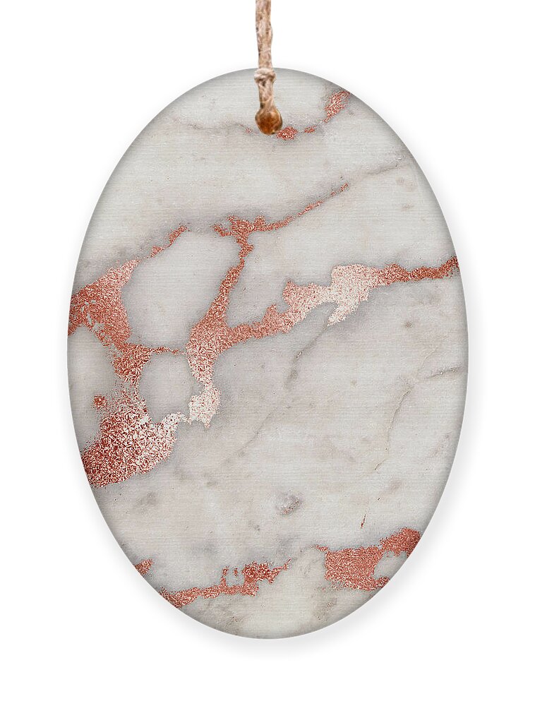 Marble Ornament featuring the painting Rose Gold Marble Blush Pink Copper Metallic Foil by Modern Art