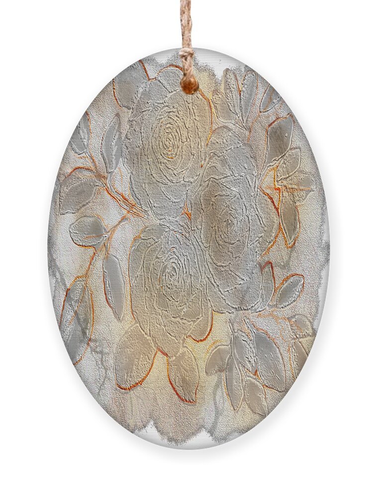 Rose Ornament featuring the digital art Rose Stone Fossil Faux by Delynn Addams