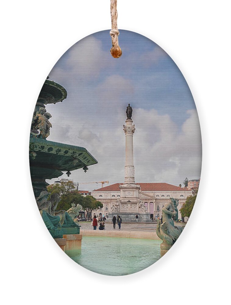 Lisbon Ornament featuring the photograph Rossio Square, Lisbon by Anastasy Yarmolovich