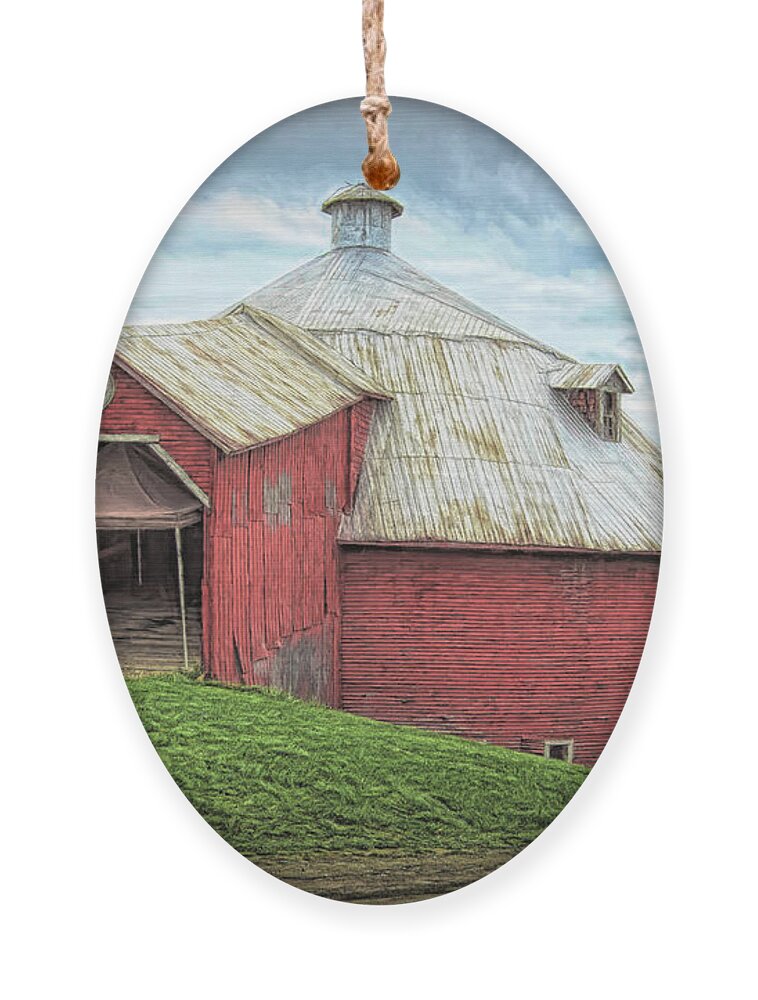 Barn Ornament featuring the photograph Round barn - Mansonville, Quebec by Tatiana Travelways