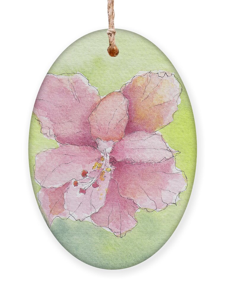 Hibiscus Ornament featuring the painting Ruffled Hibiscus #2 by Anne Katzeff