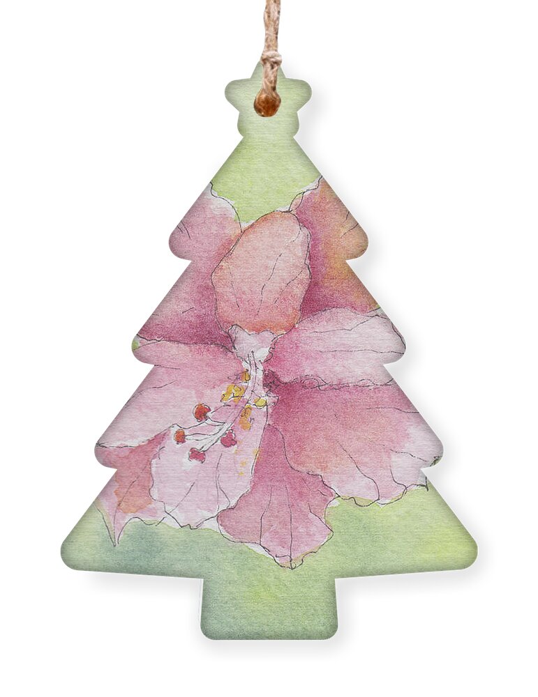 Hibiscus Ornament featuring the painting Ruffled Hibiscus #2 by Anne Katzeff