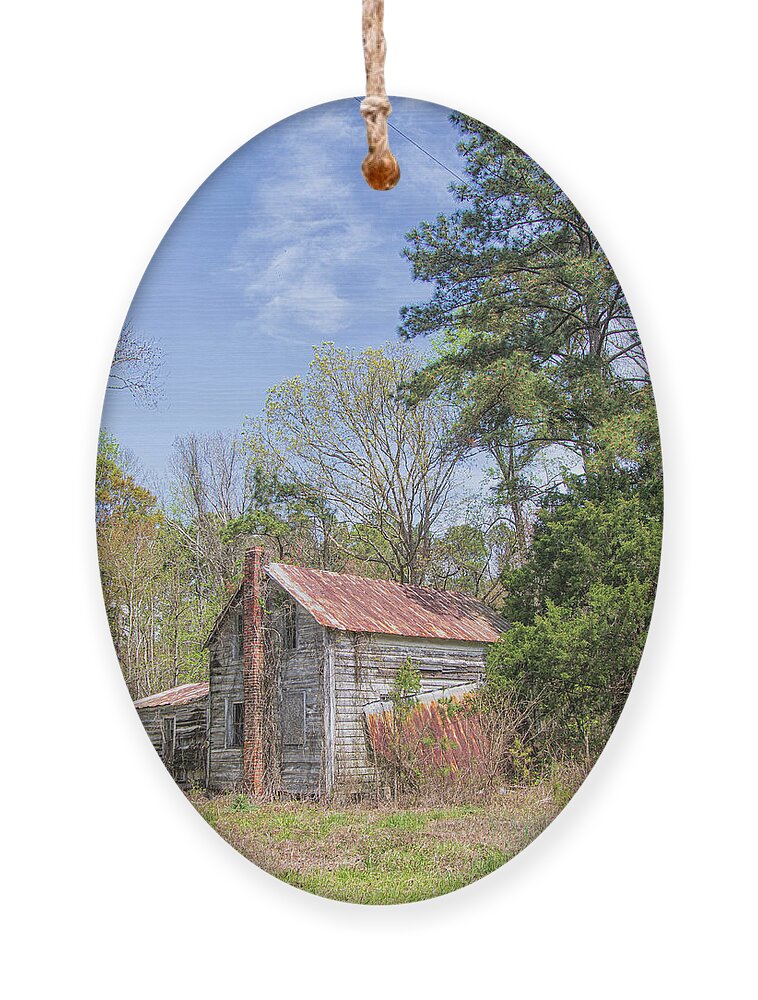 Rustic House Ornament featuring the photograph Rustic Abandoned Home in Rural Pamlico County North Carolina by Bob Decker