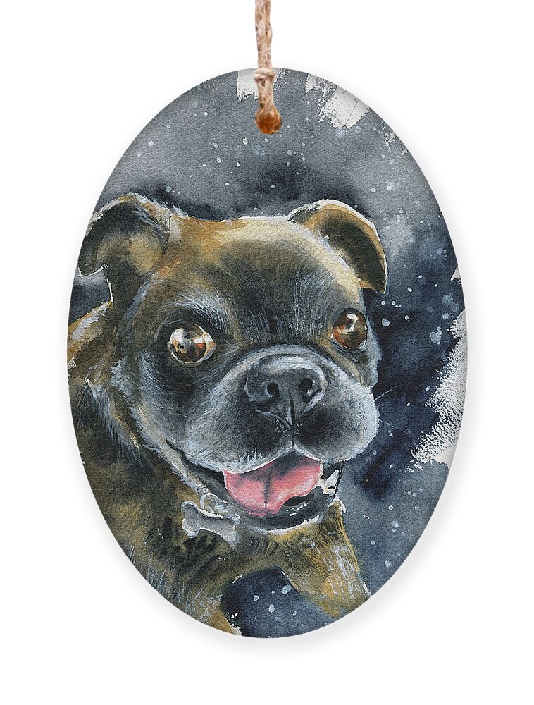 Dog Ornament featuring the painting Rusty Dog Painting by Dora Hathazi Mendes