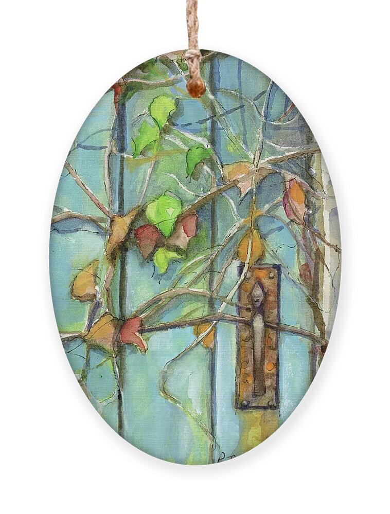 Garden Gate Ornament featuring the painting Rusty by Rebecca Matthews