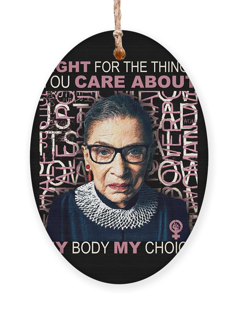 Reproductive Ornament featuring the painting Ruth Bader Ginsburg RBG Pro Choice My Body My Choice Feminist Frida 2 by Tony Rubino