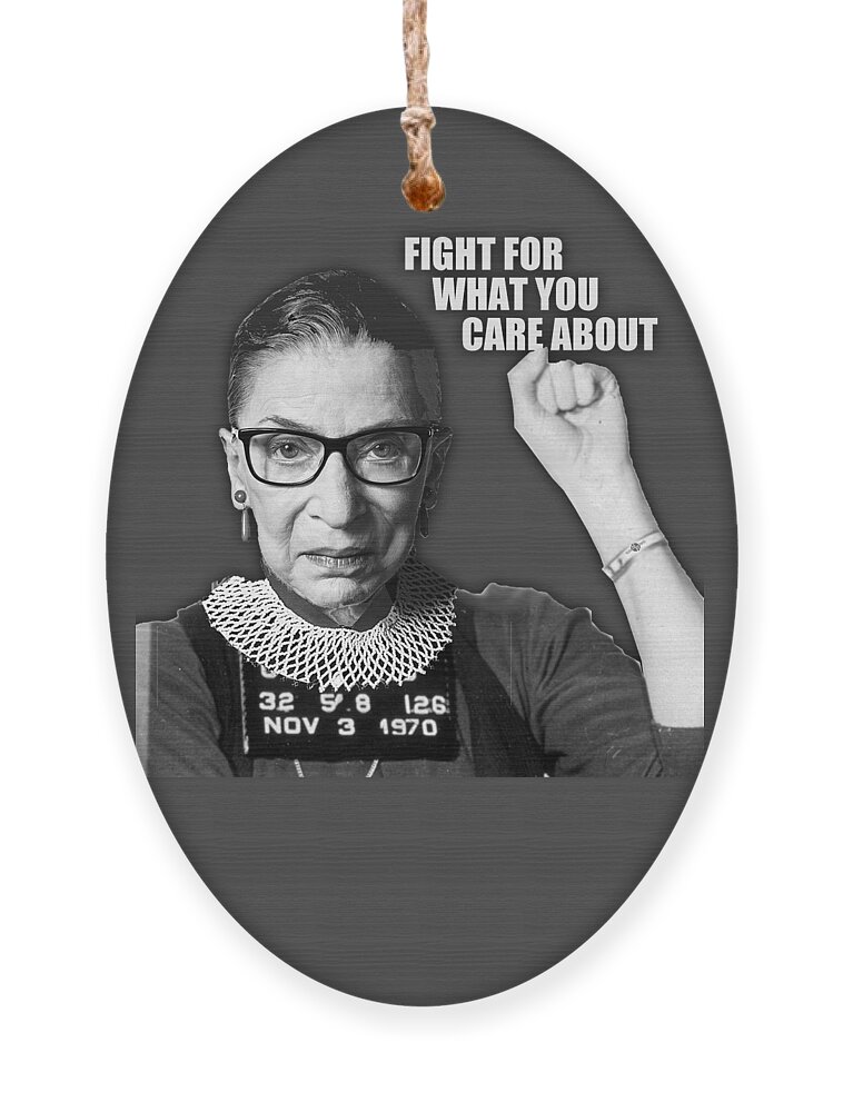 Reproductive Ornament featuring the painting Ruth Bader Ginsburg RBG Pro Choice My Body My Choice Feminist Mugshot Mug Shot Fight by Tony Rubino