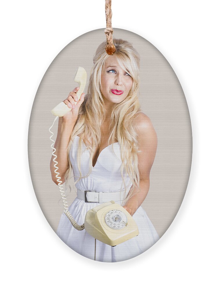 Reception Ornament featuring the photograph Pinup help desk operator by Jorgo Photography
