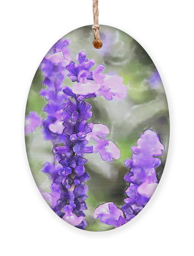 China Ornament featuring the digital art Sage Flowers Watercolor by Tanya Owens
