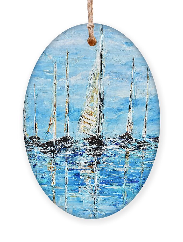 Sailing Ornament featuring the painting Sail Away by Zan Savage