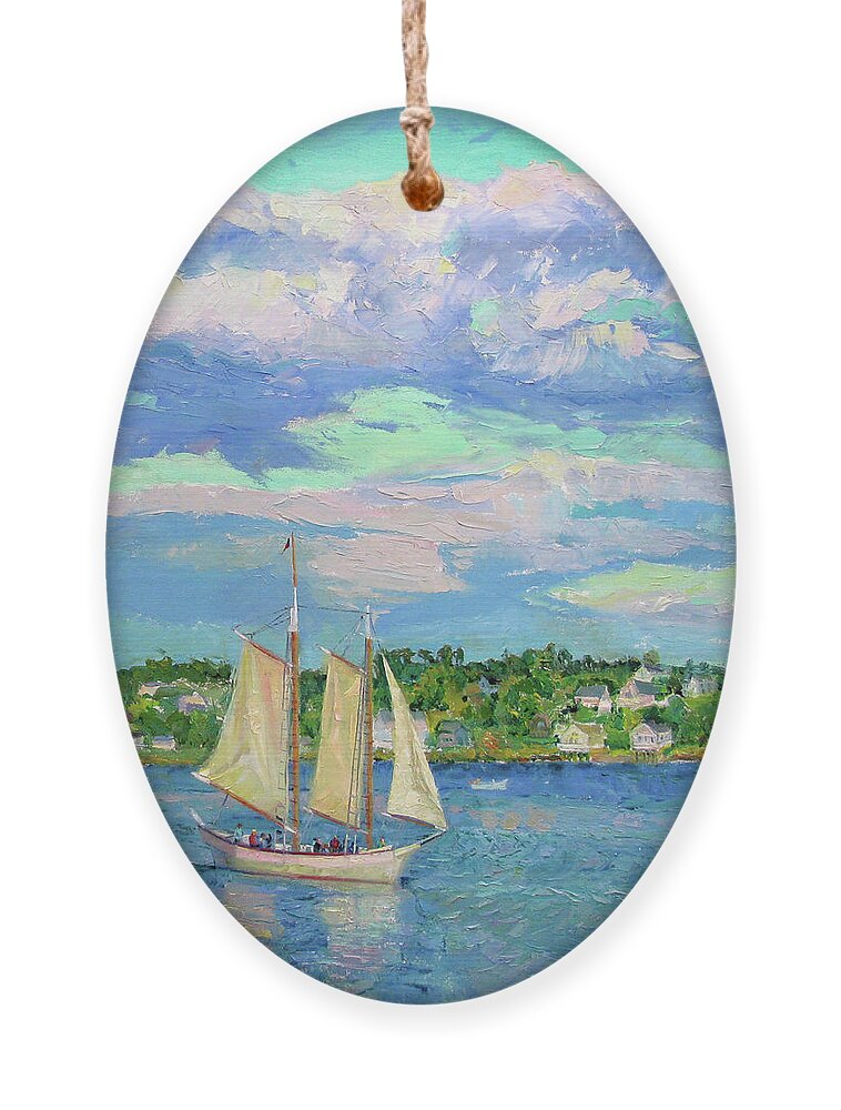 Gloucester Harbor Ornament featuring the painting Sailing Gloucester Harbor by John McCormick