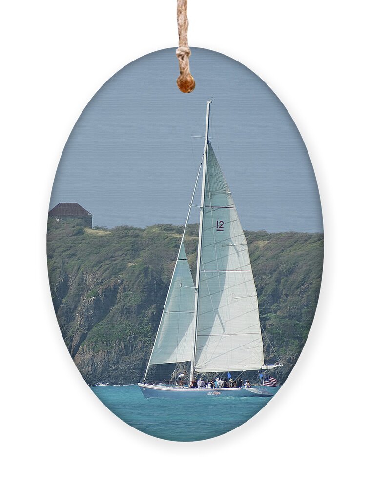 Ocean Scene Ornament featuring the photograph Sailing in St Martin by Mike McGlothlen