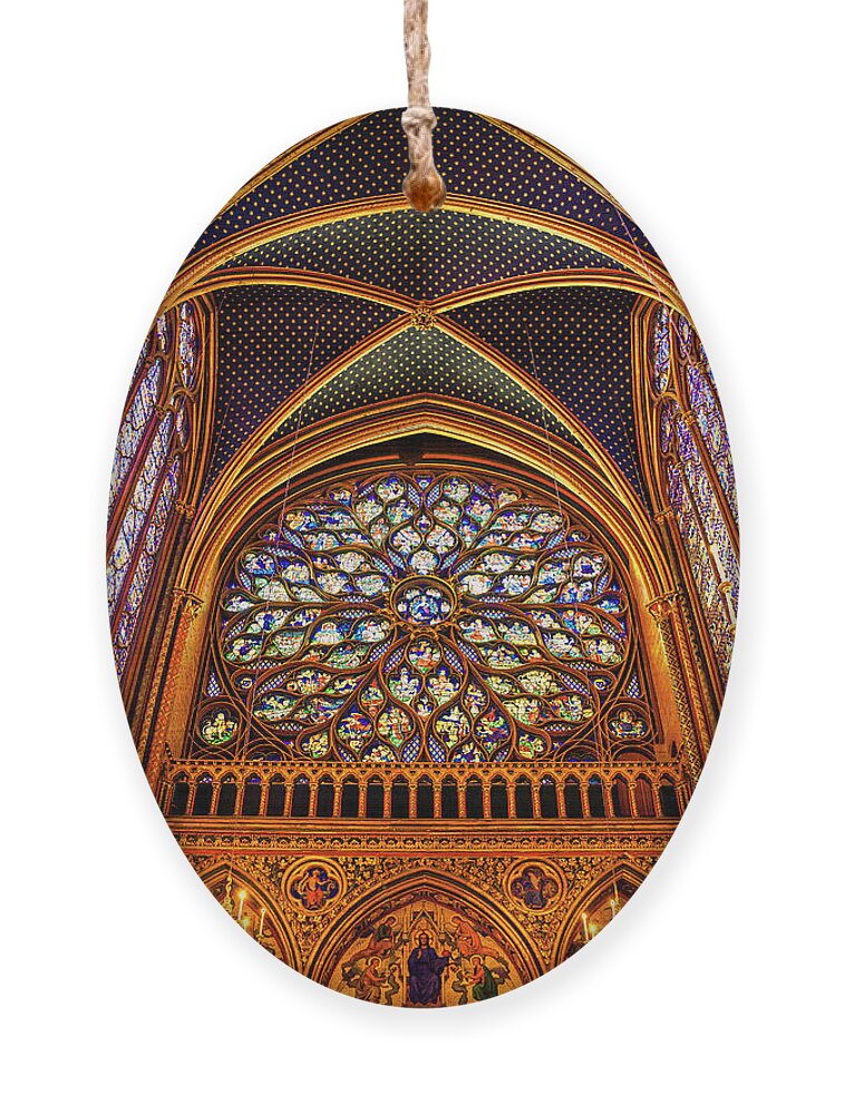 Catholic Ornament featuring the photograph Sainte Chapelle Glass by Dee Potter