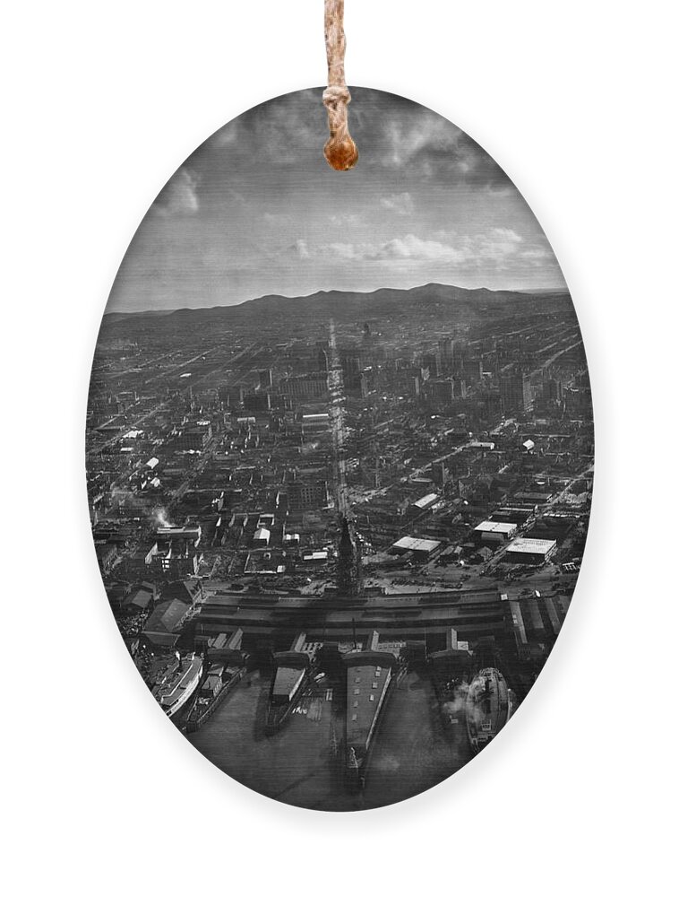 San Francisco Earthquake Ornament featuring the photograph San Francisco In Ruins After Earthquake - 1906 by War Is Hell Store