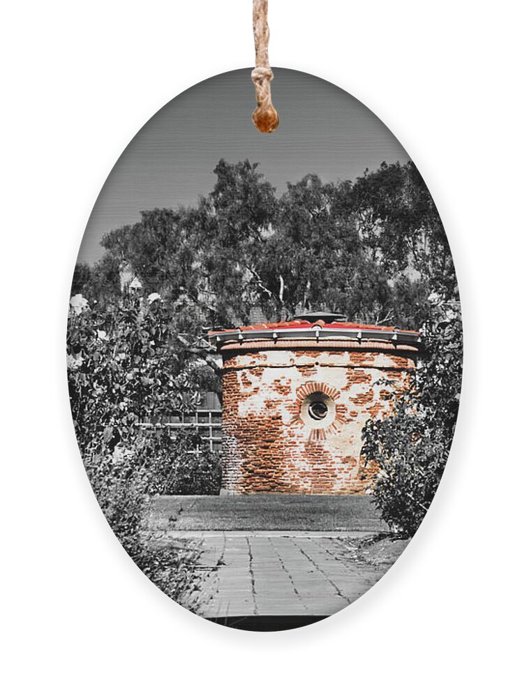 Mission San Luis Rey De Francia Ornament featuring the photograph San Luis Rey Mission Courtyard by American Landscapes