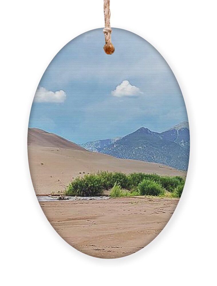 Great Sand Dunes National Park Ornament featuring the photograph Sand Dunes and Mountains by Ally White