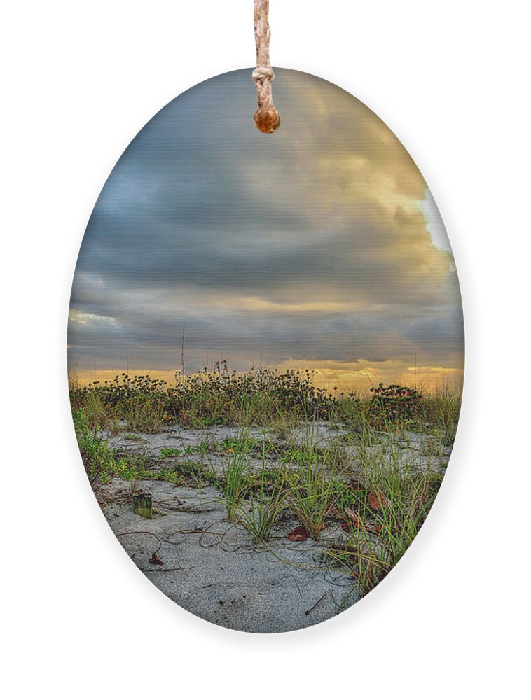 Florida Ornament featuring the photograph Sand Dunes Cloudy Sky by Alison Belsan Horton