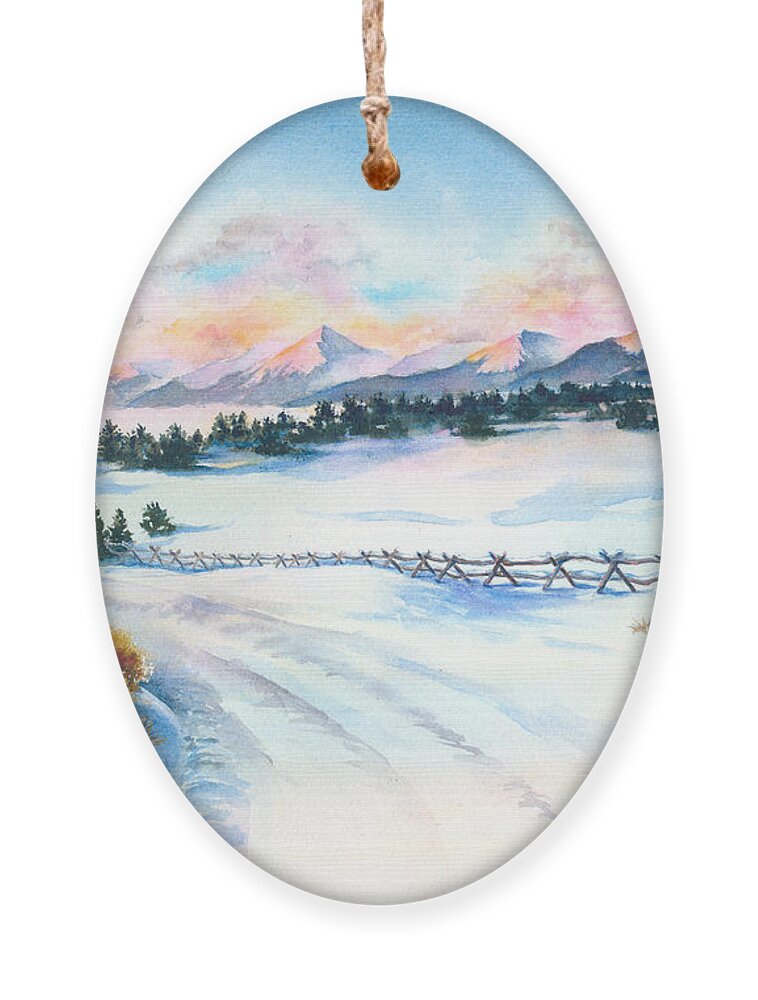 This Was My View Early One Cold Ornament featuring the painting Sangres Sunrise by Jill Westbrook