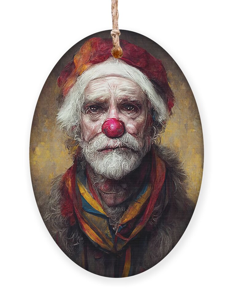 Santa Clown Ornament featuring the digital art Santa Clown by Trevor Slauenwhite