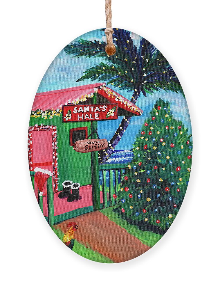 Santa Ornament featuring the painting Santa's Hale by Marionette Taboniar