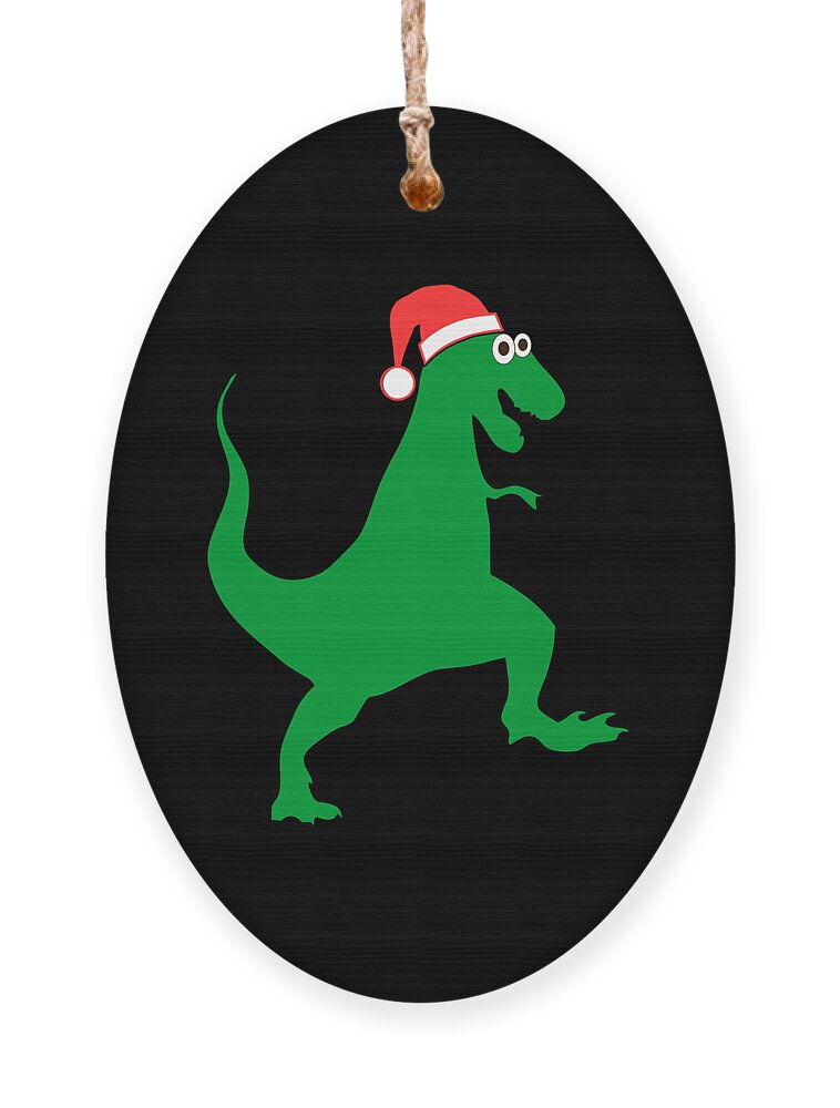Christmas Ornament featuring the digital art Santasaurus Santa T-Rex Dinosaur Christmas by Flippin Sweet Gear
