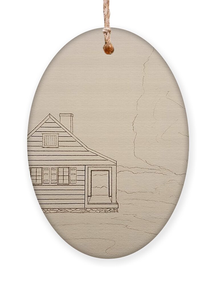 Sketch Ornament featuring the drawing Saratoga Farmhouse by John Klobucher