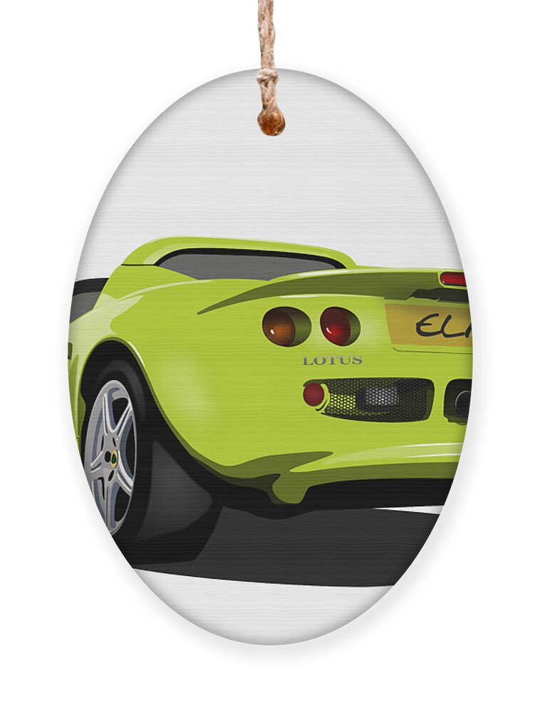 Sports Car Ornament featuring the digital art Scandal Green S1 Series One Elise Classic Sports Car by Moospeed Art