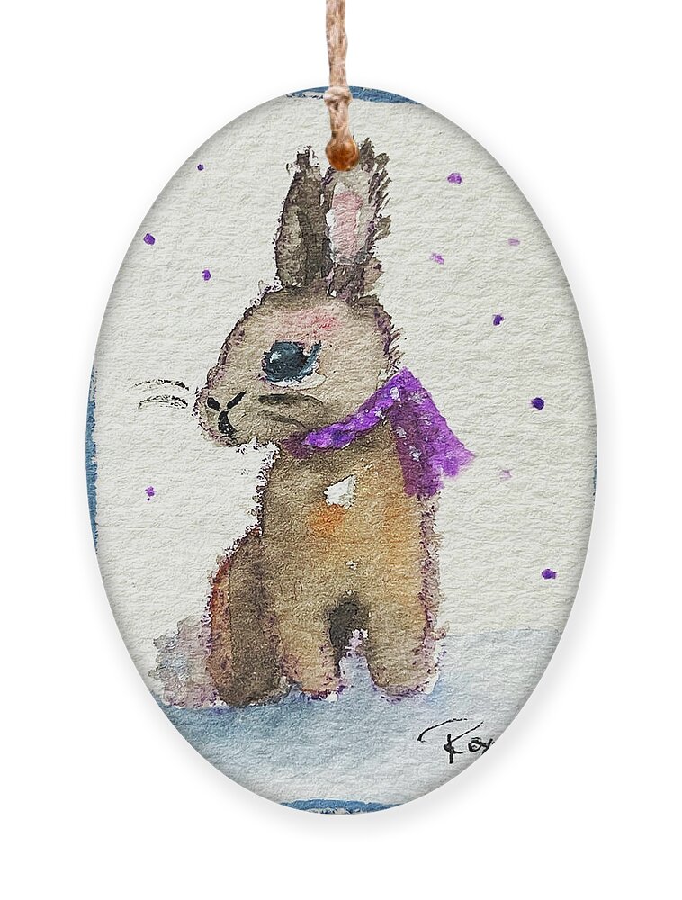Drunk Bunny Ornament featuring the painting Scarf Bunny by Roxy Rich