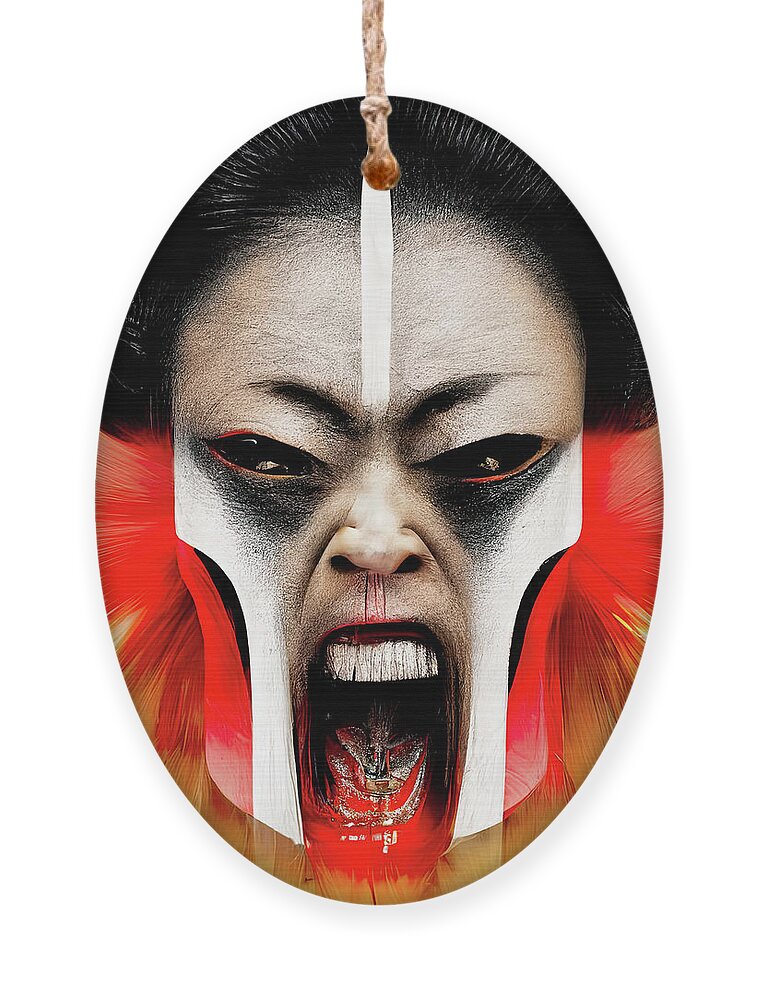 Midjourney Ai Ornament featuring the photograph Screaming Geisha 07 by Jack Torcello